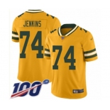 Men's Green Bay Packers #74 Elgton Jenkins Limited Gold Inverted Legend 100th Season Football Jersey