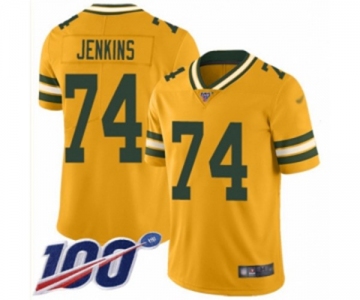 Men's Green Bay Packers #74 Elgton Jenkins Limited Gold Inverted Legend 100th Season Football Jersey