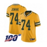 Men's Green Bay Packers #74 Elgton Jenkins Limited Gold Rush Vapor Untouchable 100th Season Football Jersey