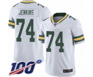 Men's Green Bay Packers #74 Elgton Jenkins White Vapor Untouchable Limited Player 100th Season Football Jersey