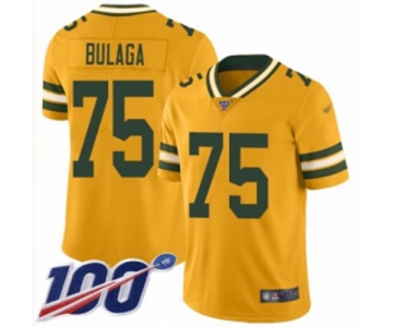 Men's Green Bay Packers #75 Bryan Bulaga Limited Gold Inverted Legend 100th Season Football Jersey