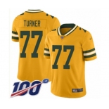 Men's Green Bay Packers #77 Billy Turner Limited Gold Inverted Legend 100th Season Football Jersey