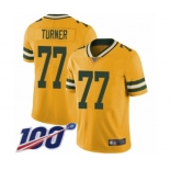 Men's Green Bay Packers #77 Billy Turner Limited Gold Rush Vapor Untouchable 100th Season Football Jersey