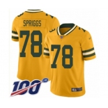 Men's Green Bay Packers #78 Jason Spriggs Limited Gold Inverted Legend 100th Season Football Jersey