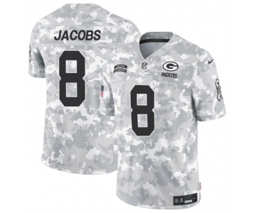 Men's Green Bay Packers #8 Josh Jacobs 2024 F.U.S.E Arctic Camo Salute To Service Limited Stitched Football Jersey