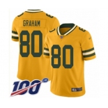 Men's Green Bay Packers #80 Jimmy Graham Limited Gold Inverted Legend 100th Season Football Jersey