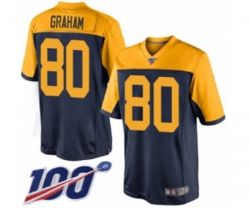 Men's Green Bay Packers #80 Jimmy Graham Limited Navy Blue Alternate 100th Season Football Jersey