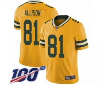 Men's Green Bay Packers #81 Geronimo Allison Limited Gold Rush Vapor Untouchable 100th Season Football Jersey