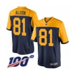 Men's Green Bay Packers #81 Geronimo Allison Limited Navy Blue Alternate 100th Season Football Jersey