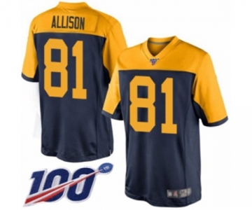 Men's Green Bay Packers #81 Geronimo Allison Limited Navy Blue Alternate 100th Season Football Jersey