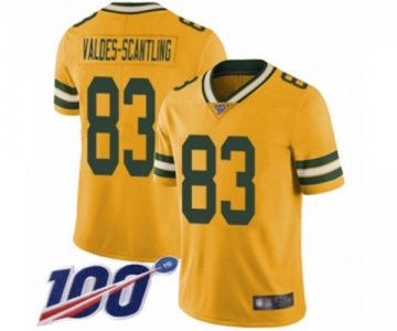 Men's Green Bay Packers #83 Marquez Valdes-Scantling Limited Gold Rush Vapor Untouchable 100th Season Football Jersey