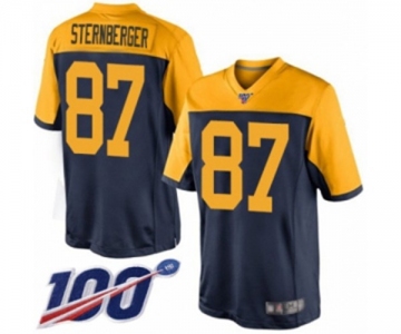 Men's Green Bay Packers #87 Jace Sternberger Limited Navy Blue Alternate 100th Season Football Jersey