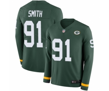 Men's Green Bay Packers #91 Preston Smith Limited Green Therma Long Sleeve Football Jersey