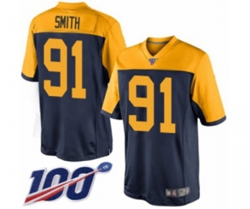 Men's Green Bay Packers #91 Preston Smith Limited Navy Blue Alternate 100th Season Football Jersey