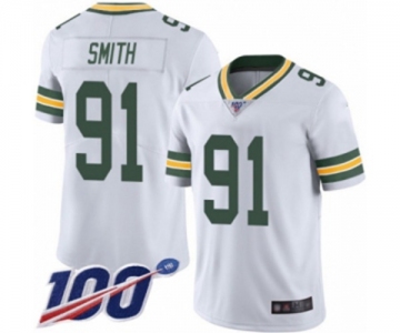 Men's Green Bay Packers #91 Preston Smith White Vapor Untouchable Limited Player 100th Season Football Jersey