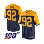 Men's Green Bay Packers #92 Reggie White Limited Navy Blue Alternate 100th Season Football Jersey