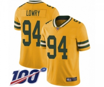 Men's Green Bay Packers #94 Dean Lowry Limited Gold Rush Vapor Untouchable 100th Season Football Jersey