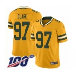 Men's Green Bay Packers #97 Kenny Clark Limited Gold Inverted Legend 100th Season Football Jersey