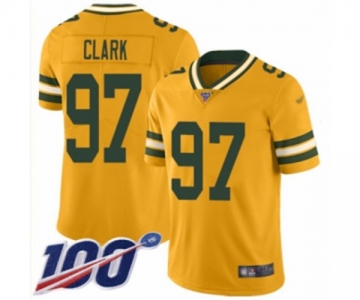 Men's Green Bay Packers #97 Kenny Clark Limited Gold Inverted Legend 100th Season Football Jersey