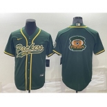 Men's Green Bay Packers Green Team Big Logo With Patch Cool Base Stitched Baseball Jersey