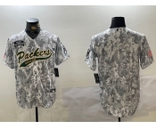 Men's Green Bay Packers Team Logo 2024 Arctic Camo Salute to Service Stitched Baseball Jersey