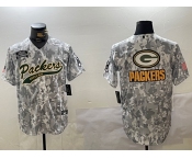 Men's Green Bay Packers Team Logo 2024 Arctic Camo Salute to Service Stitched Baseball Jerseys