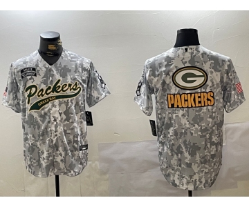 Men's Green Bay Packers Team Logo 2024 Arctic Camo Salute to Service Stitched Baseball Jerseys