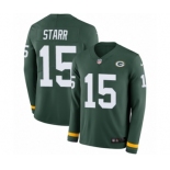 Men's Nike Green Bay Packers #15 Bart Starr Limited Green Therma Long Sleeve NFL Jersey