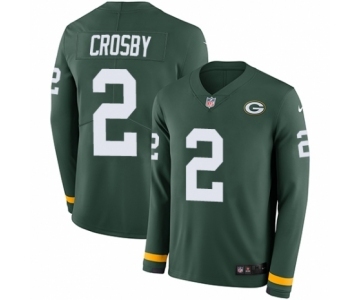 Men's Nike Green Bay Packers #2 Mason Crosby Limited Green Therma Long Sleeve NFL Jersey