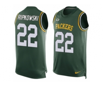 Men's Nike Green Bay Packers #22 Aaron Ripkowski Limited Green Player Name & Number Tank Top NFL Jersey