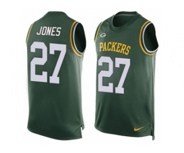 Men's Nike Green Bay Packers #27 Josh Jones Limited Green Player Name & Number Tank Top NFL Jersey