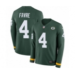 Men's Nike Green Bay Packers #4 Brett Favre Limited Green Therma Long Sleeve NFL Jersey