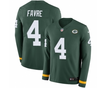 Men's Nike Green Bay Packers #4 Brett Favre Limited Green Therma Long Sleeve NFL Jersey