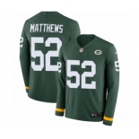 Men's Nike Green Bay Packers #52 Clay Matthews Limited Green Therma Long Sleeve NFL Jersey