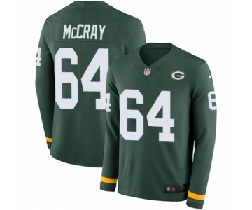 Men's Nike Green Bay Packers #64 Justin McCray Limited Green Therma Long Sleeve NFL Jersey