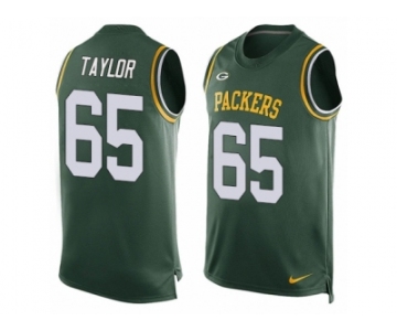 Men's Nike Green Bay Packers #65 Lane Taylor Limited Green Player Name & Number Tank Top NFL Jersey