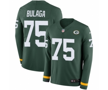 Men's Nike Green Bay Packers #75 Bryan Bulaga Limited Green Therma Long Sleeve NFL Jersey