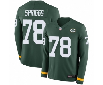 Men's Nike Green Bay Packers #78 Jason Spriggs Limited Green Therma Long Sleeve NFL Jersey