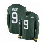 Men's Nike Green Bay Packers #9 DeShone Kizer Limited Green Therma Long Sleeve NFL Jersey