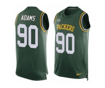 Men's Nike Green Bay Packers #90 Montravius Adams Limited Green Player Name & Number Tank Top NFL Jersey