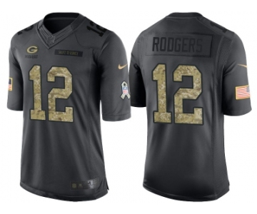 Nike Green Bay Packers #12 Aaron Rodgers Men's Stitched Black NFL Salute to Service Limited Jerseys