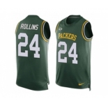 Nike Green Bay Packers #24 Quinten Rollins Green Team Color Men's Stitched NFL Limited Tank Top Jersey