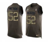 Nike Green Bay Packers #52 Clay Matthews Green Men's Stitched NFL Limited Salute To Service Tank Top Jersey