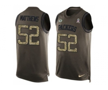 Nike Green Bay Packers #52 Clay Matthews Green Men's Stitched NFL Limited Salute To Service Tank Top Jersey