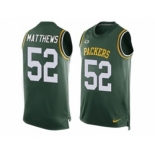 Nike Green Bay Packers #52 Clay Matthews Green Team Color Men's Stitched NFL Limited Tank Top Jersey