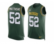 Nike Green Bay Packers #52 Clay Matthews Green Team Color Men's Stitched NFL Limited Tank Top Jersey