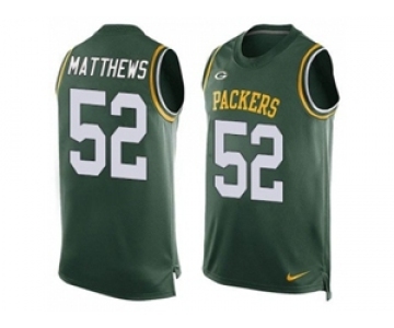 Nike Green Bay Packers #52 Clay Matthews Green Team Color Men's Stitched NFL Limited Tank Top Jersey