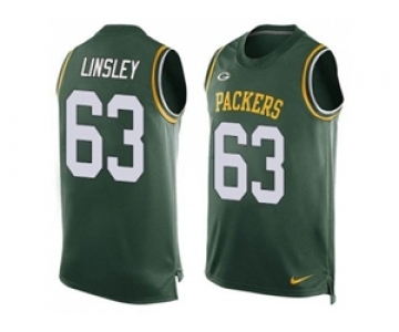 Nike Green Bay Packers #63 Corey Linsley Green Team Color Men's Stitched NFL Limited Tank Top Jersey