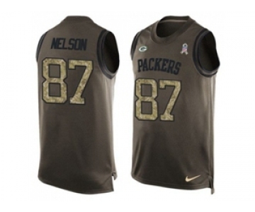 Nike Green Bay Packers #87 Jordy Nelson Green Men's Stitched NFL Limited Salute To Service Tank Top Jersey