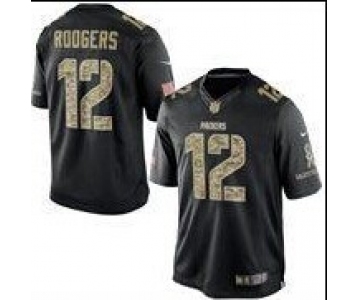 nike nfl jerseys green bay packers #12 rodgers black[salute to service limited]